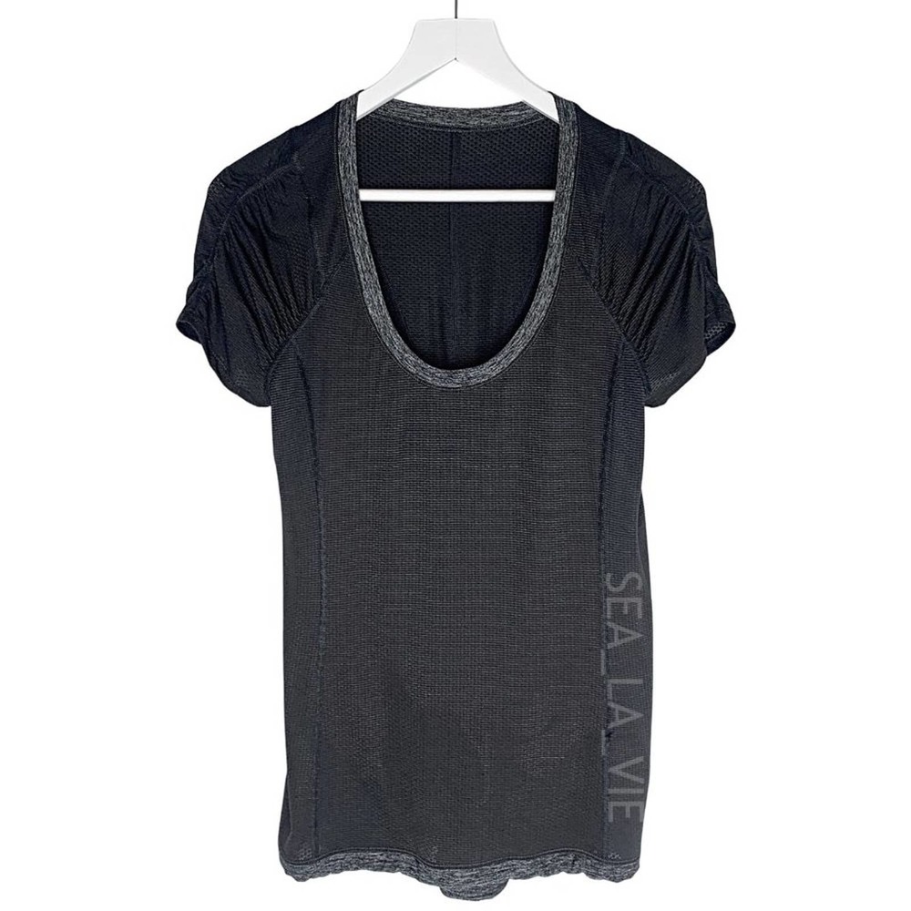 Lululemon Willpower Ruched Drawstring Short Sleeve Tech Tee in Black - Picture 1 of 7